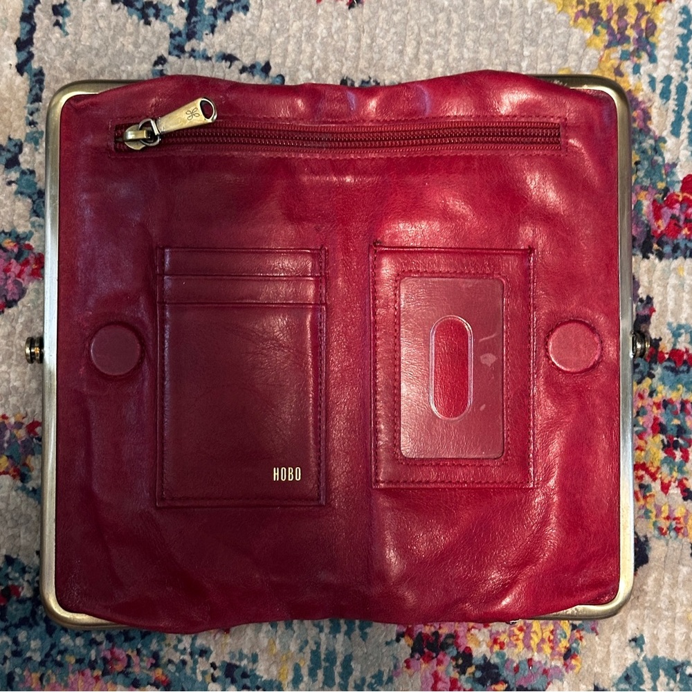 HOBO International Red Leather Quilted Wallet Clutch - Picture 11 of 12